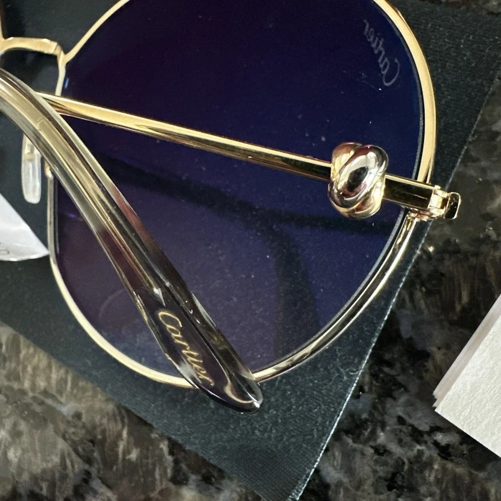 Cartier Trinity sun‎ glasses. Gold Frame CT0360S 001. New Full Kit!  $1295